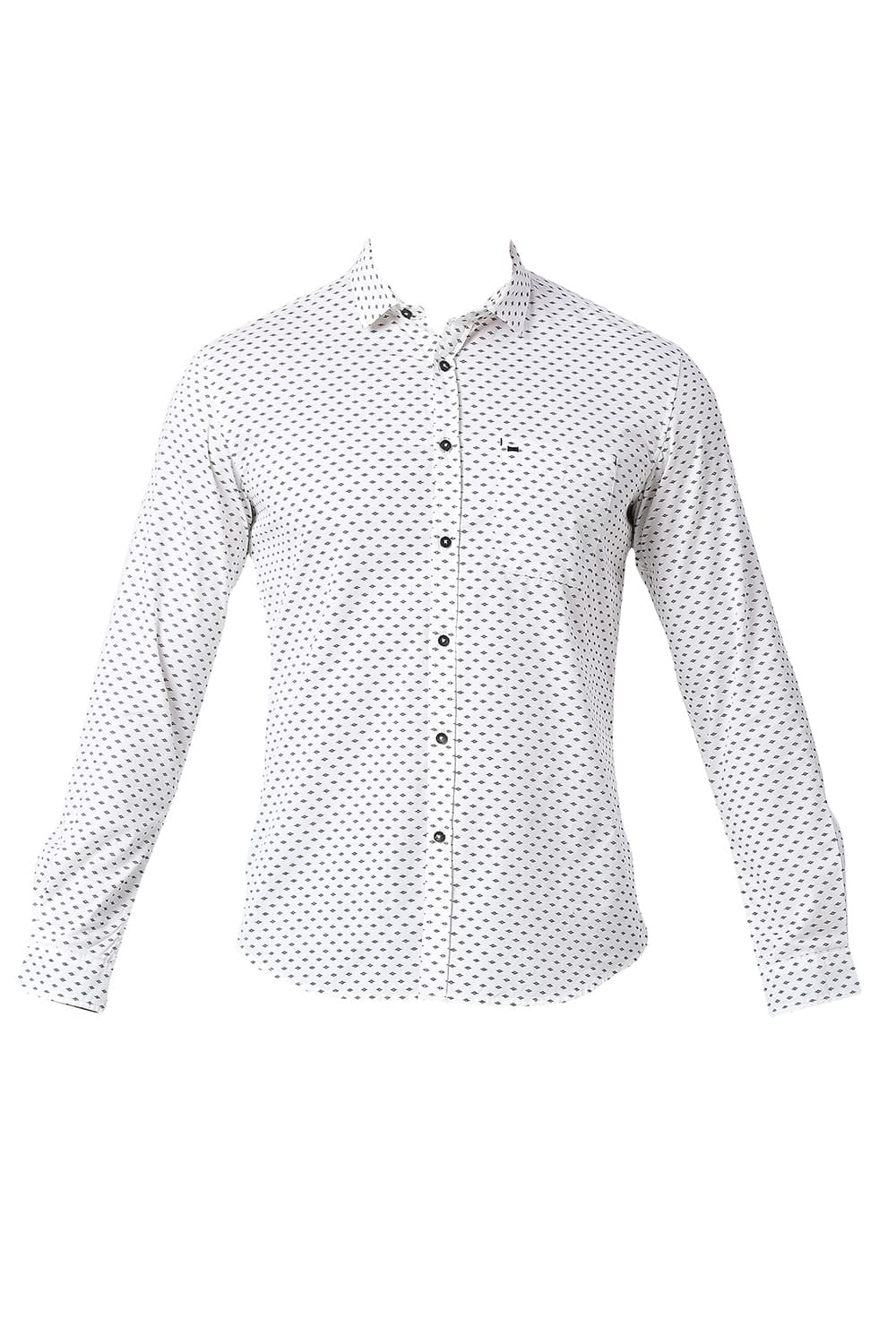 BASICS SLIM FIT COTTON TWILL PRINTED SHIRT