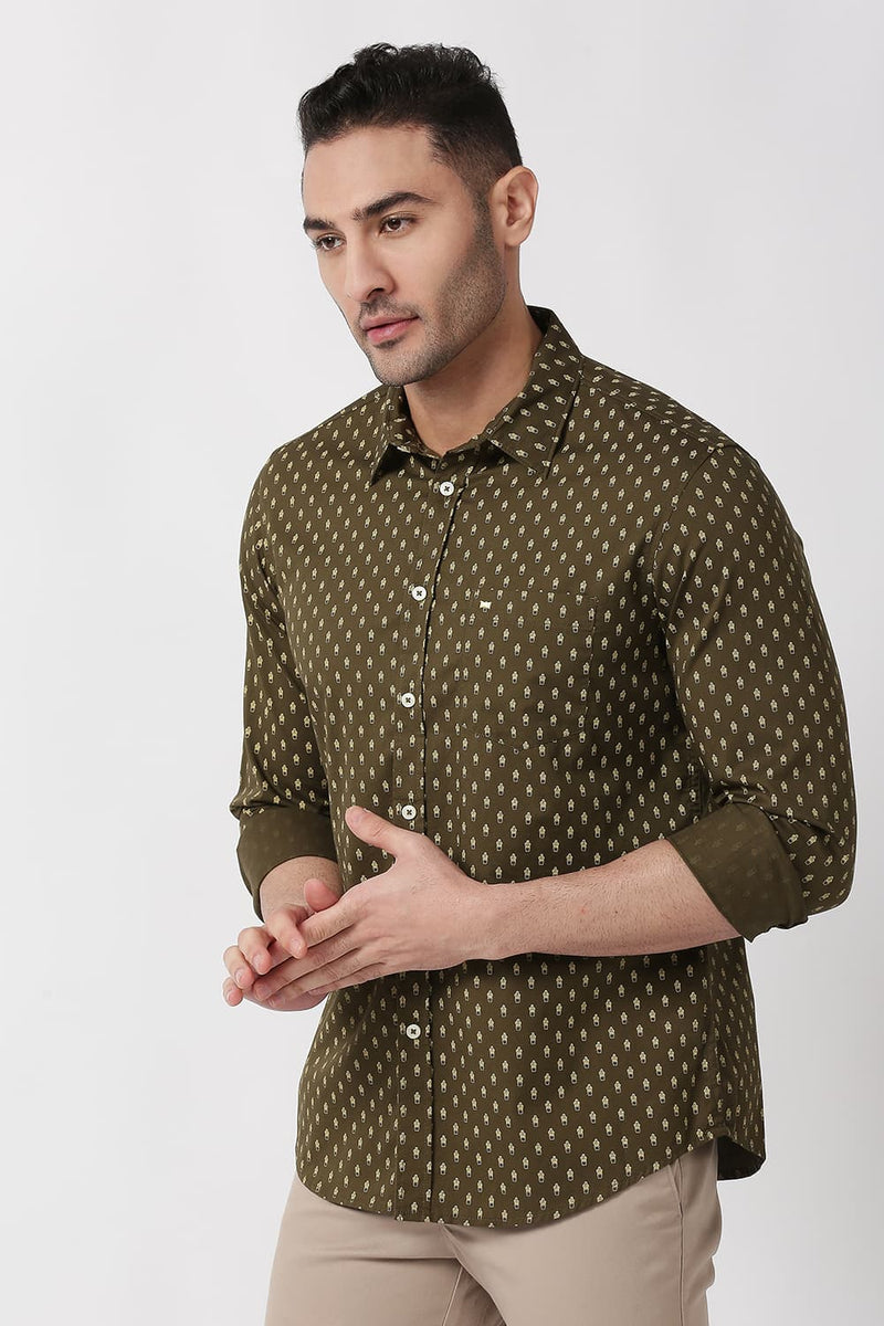 Slim Fit Cotton Twill Printed Shirt