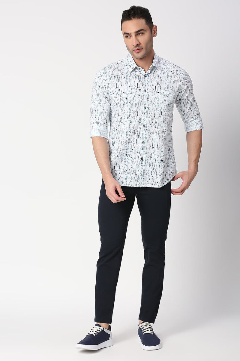 Slim Fit Cotton Twill Printed Shirt