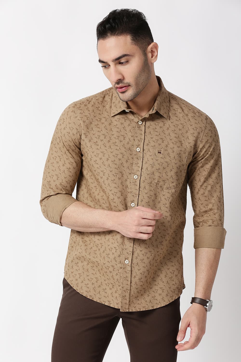 Slim Fit Cotton Linen Printed Shirt