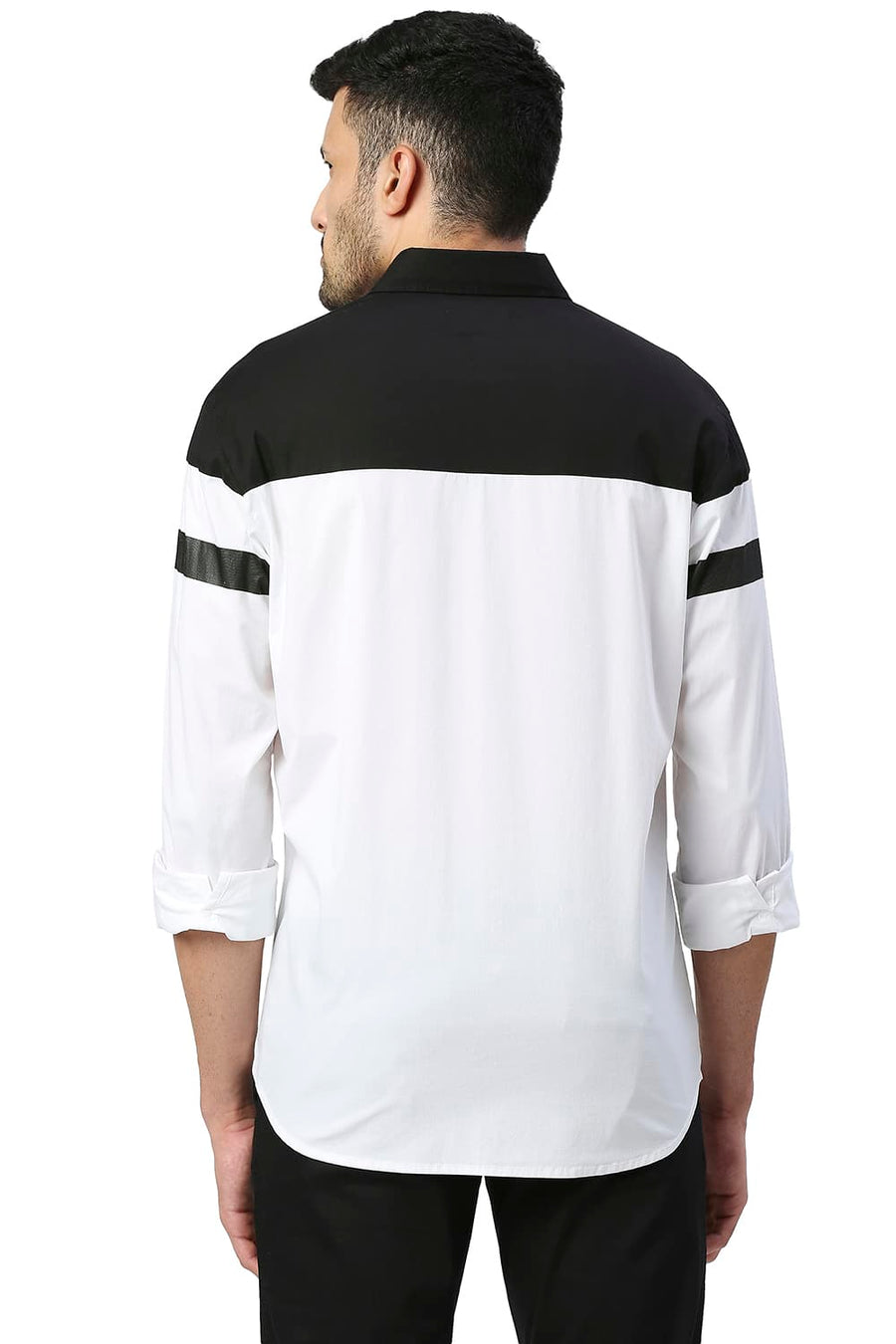 BASICS SLIM FIT BLANC DE WHITE COTTON POPLIN STRETCH SHIRT