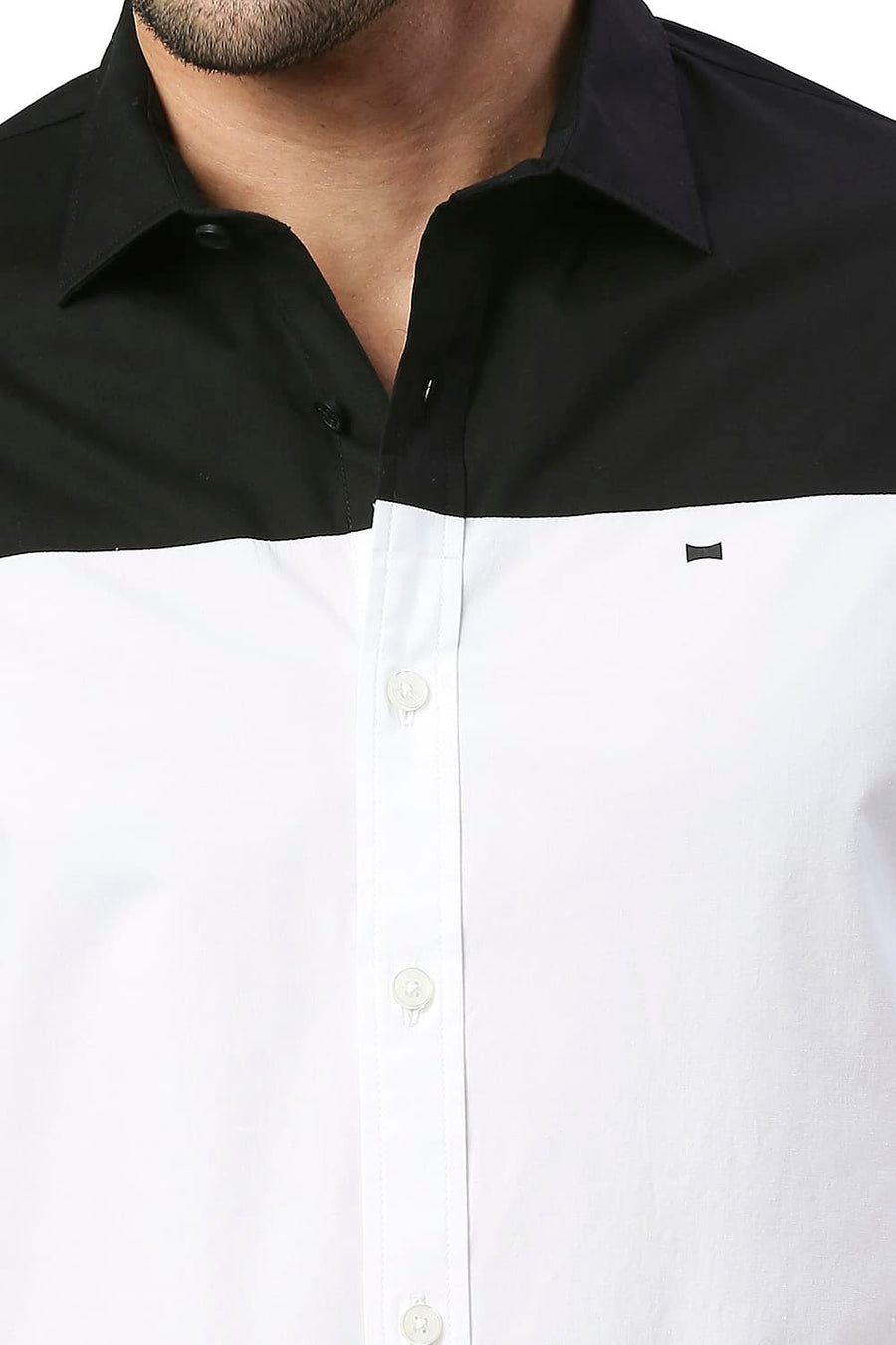 BASICS SLIM FIT BLANC DE WHITE COTTON POPLIN STRETCH SHIRT