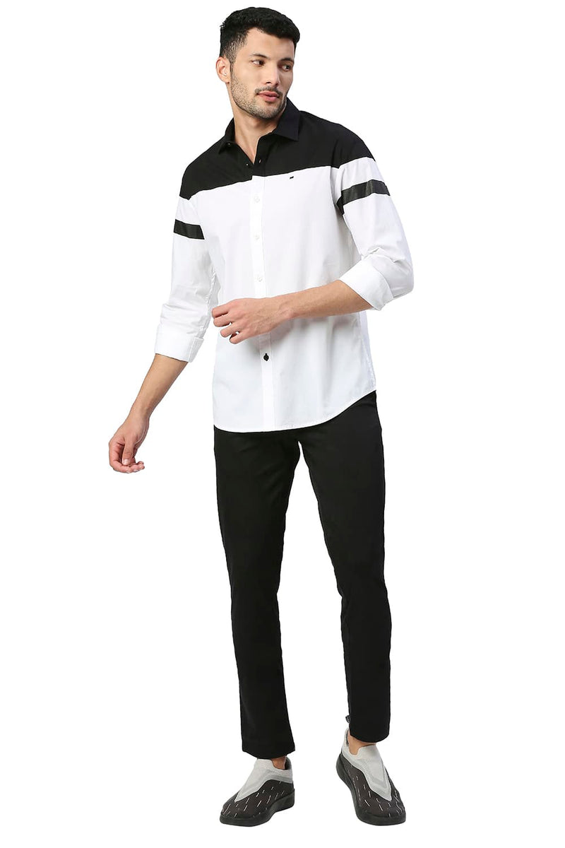 BASICS SLIM FIT COTTON POPLIN STRETCH SHIRT