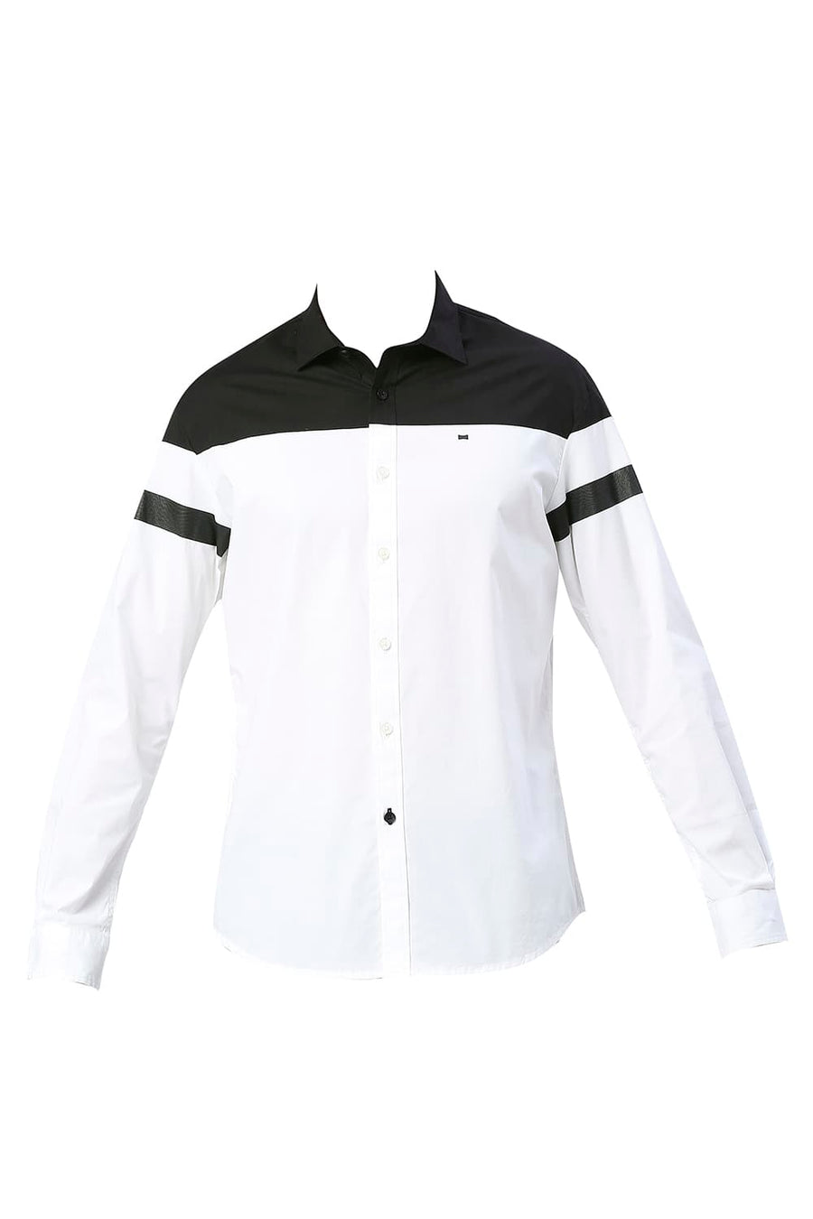 BASICS SLIM FIT BLANC DE WHITE COTTON POPLIN STRETCH SHIRT