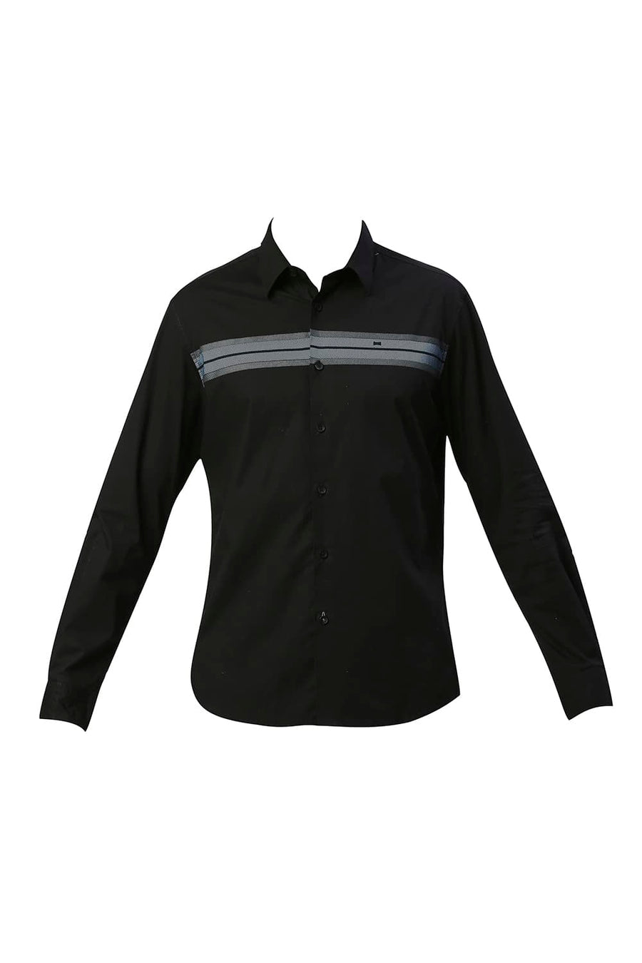 BASICS SLIM FIT JET BLACK COTTON POPLIN STRETCH SHIRT