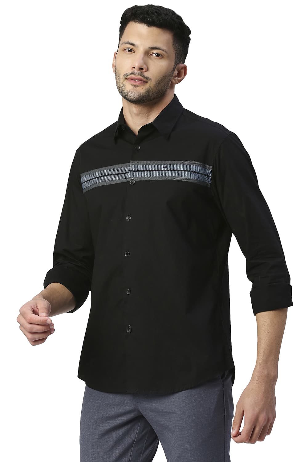 BASICS SLIM FIT COTTON POPLIN STRETCH SHIRT