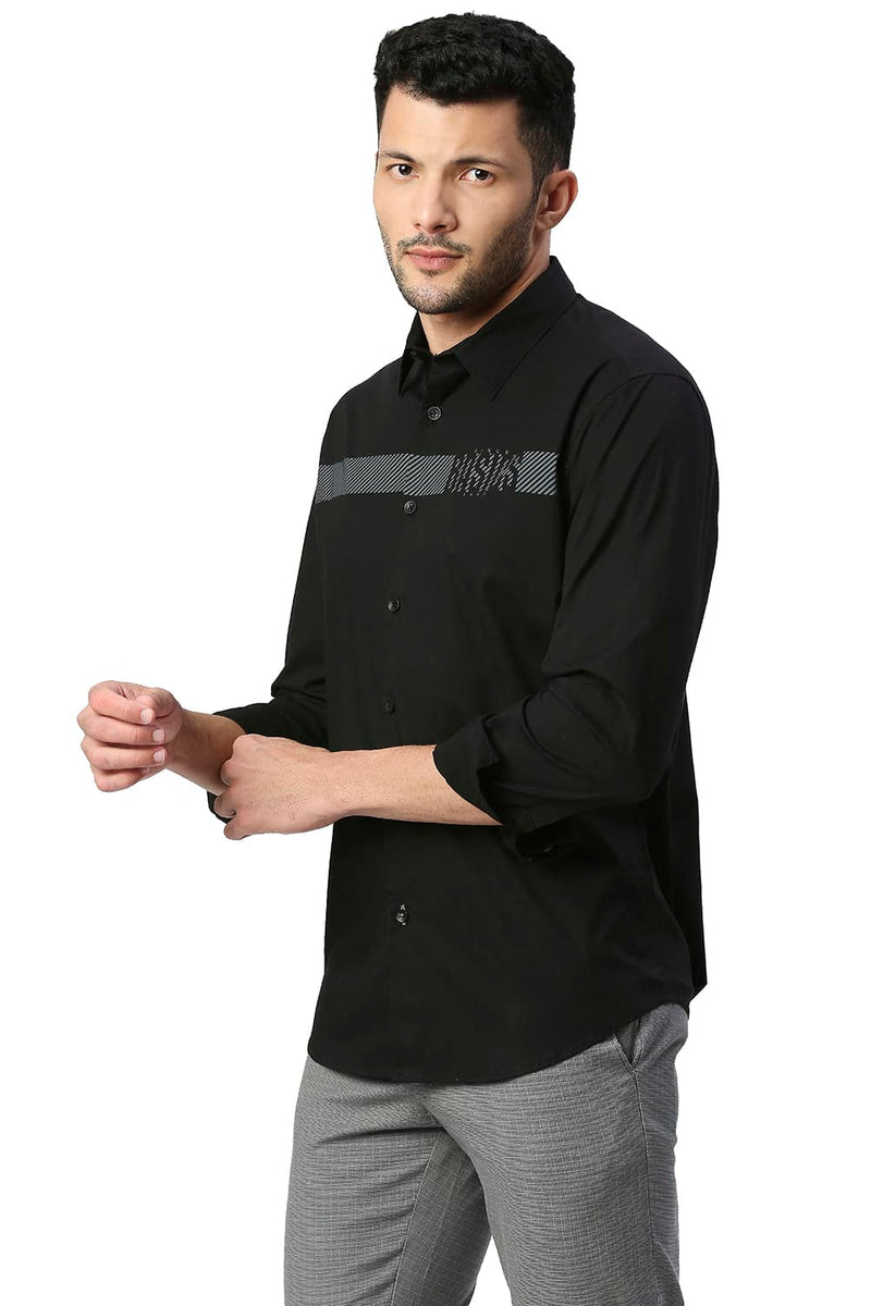 BASICS SLIM FIT COTTON POPLIN STRETCH SHIRT