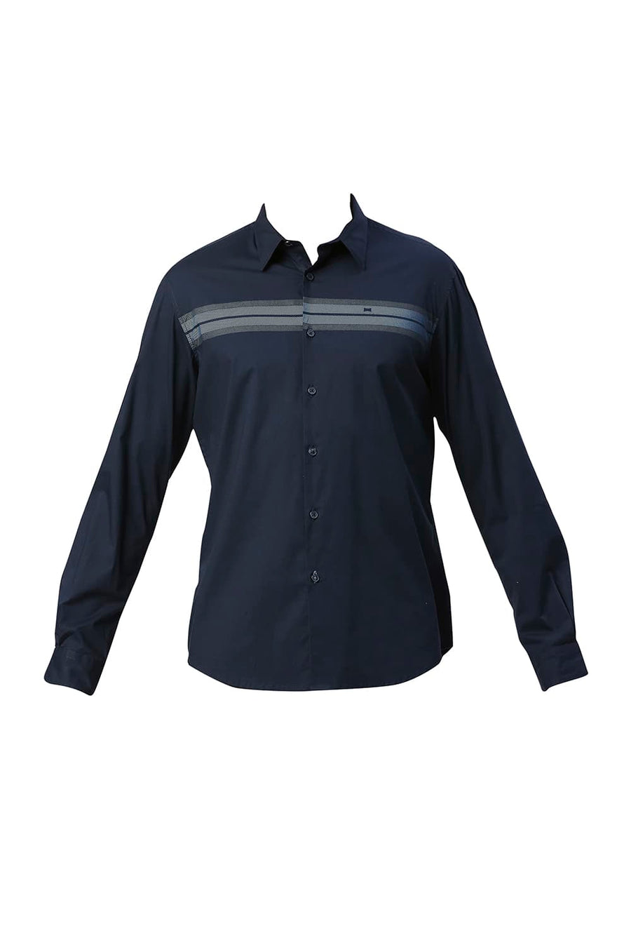 BASICS SLIM FIT MEDIEVAL NAVY COTTON POPLIN STRETCH SHIRT