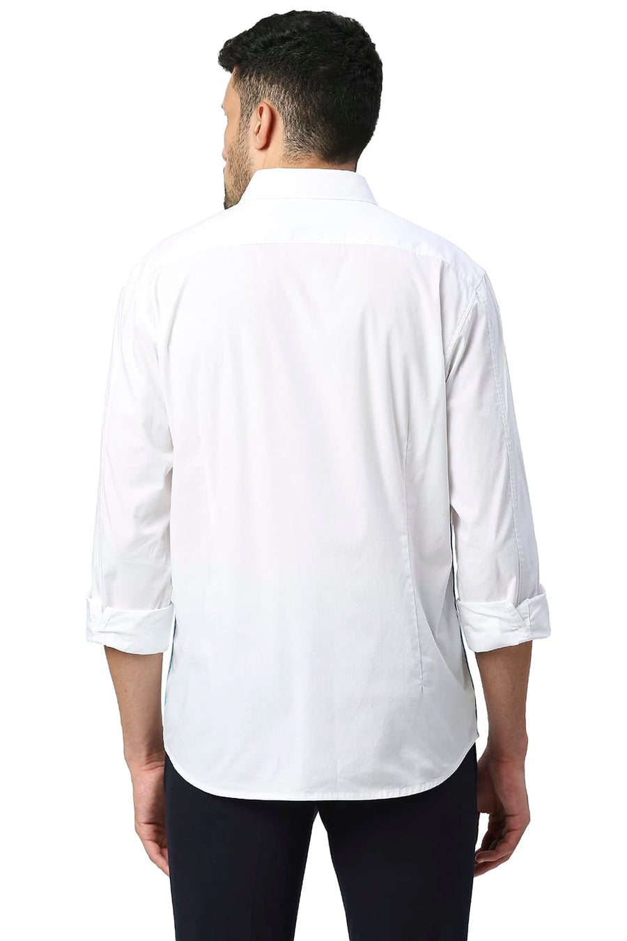 BASICS SLIM FIT CLOUD WHITE COTTON OXFORD SHIRT
