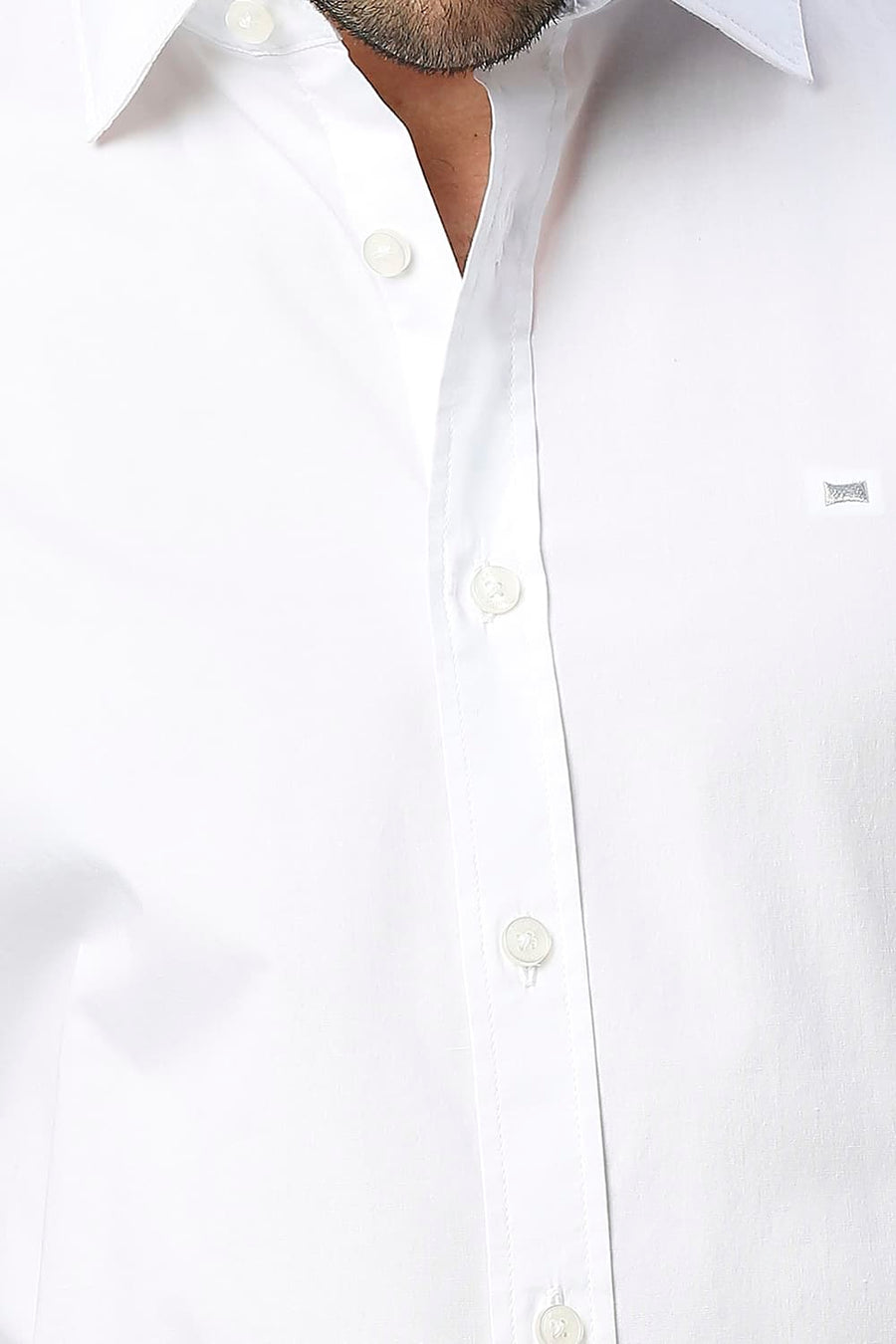 BASICS SLIM FIT CLOUD WHITE COTTON OXFORD SHIRT