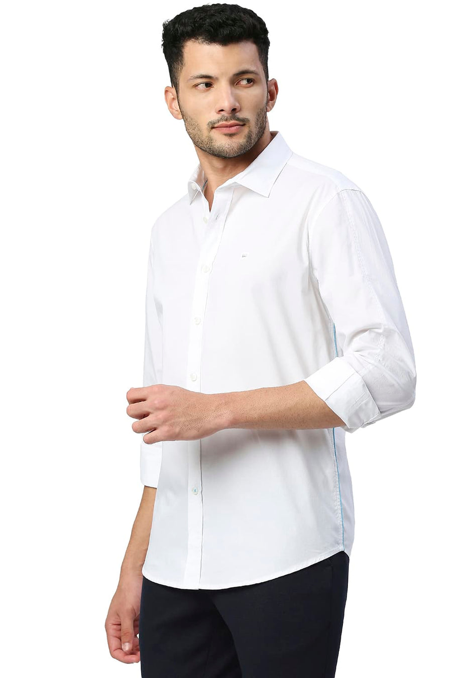BASICS SLIM FIT CLOUD WHITE COTTON OXFORD SHIRT