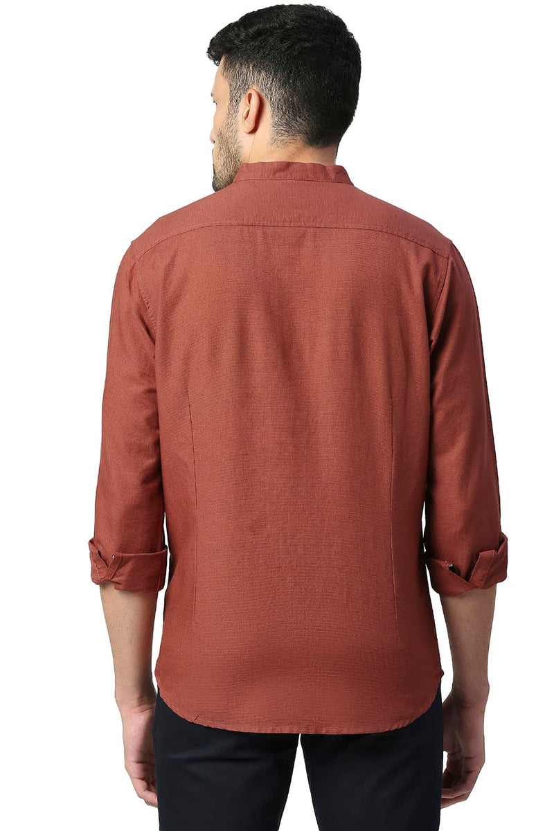 BASICS SLIM FIT COTTON LINEN SHIRT