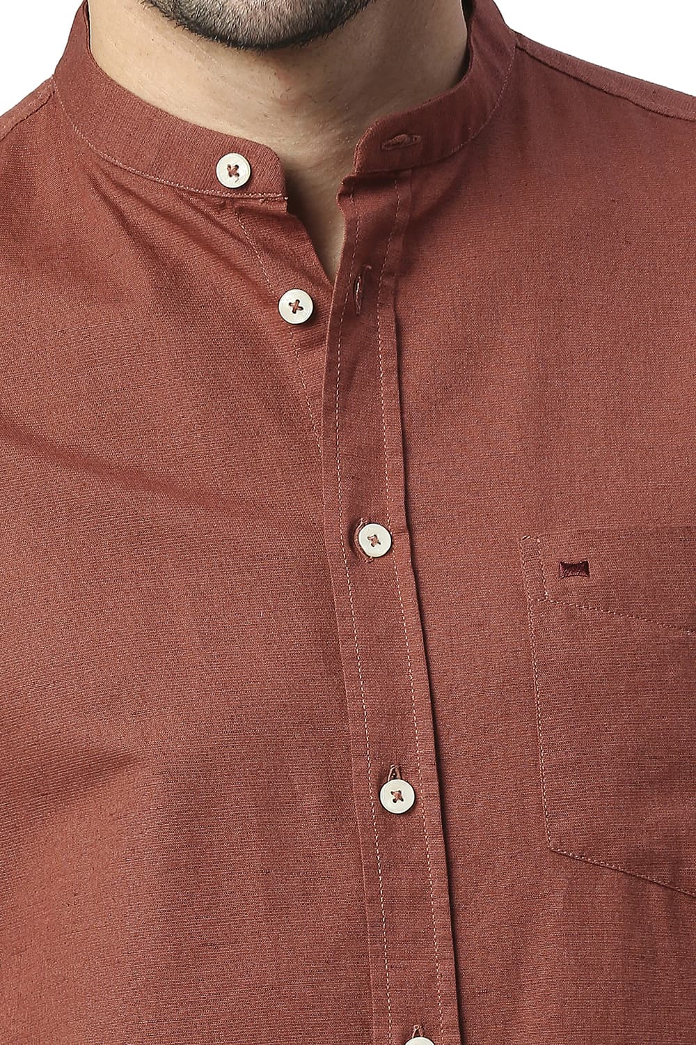 BASICS SLIM FIT COTTON LINEN SHIRT