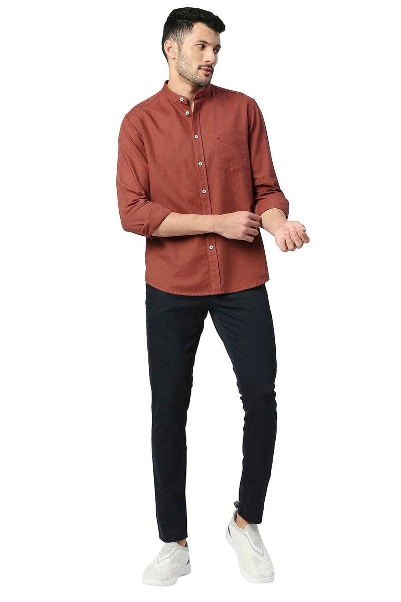 BASICS SLIM FIT COTTON LINEN SHIRT