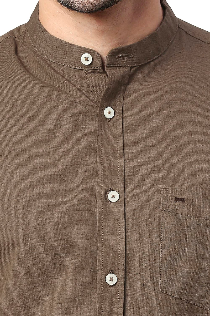 BASICS SLIM FIT COTTON LINEN SHIRT