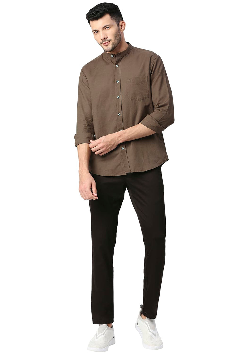 BASICS SLIM FIT COTTON LINEN SHIRT