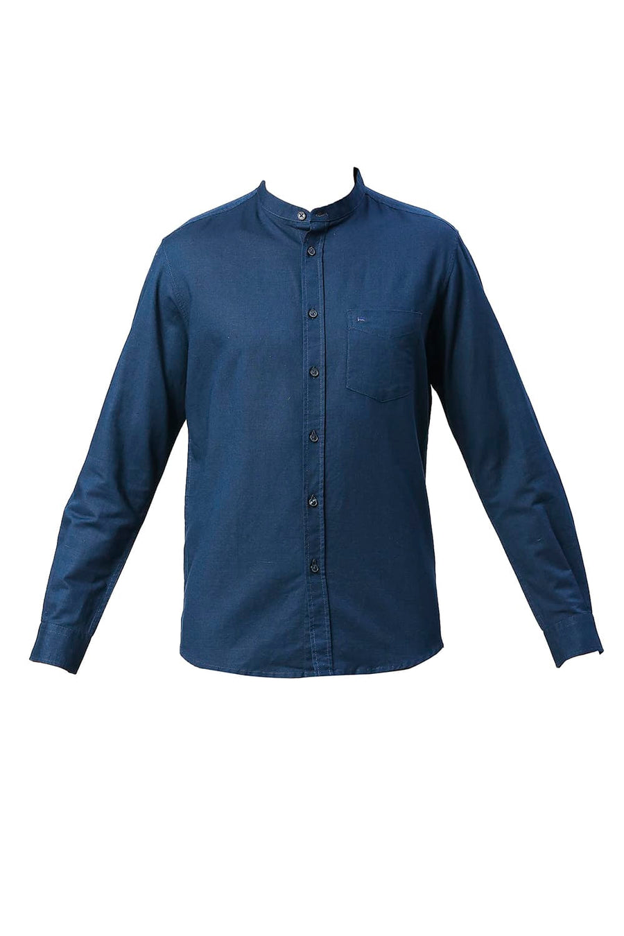 BASICS SLIM FIT TITAN BLUE COTTON LINEN SHIRT