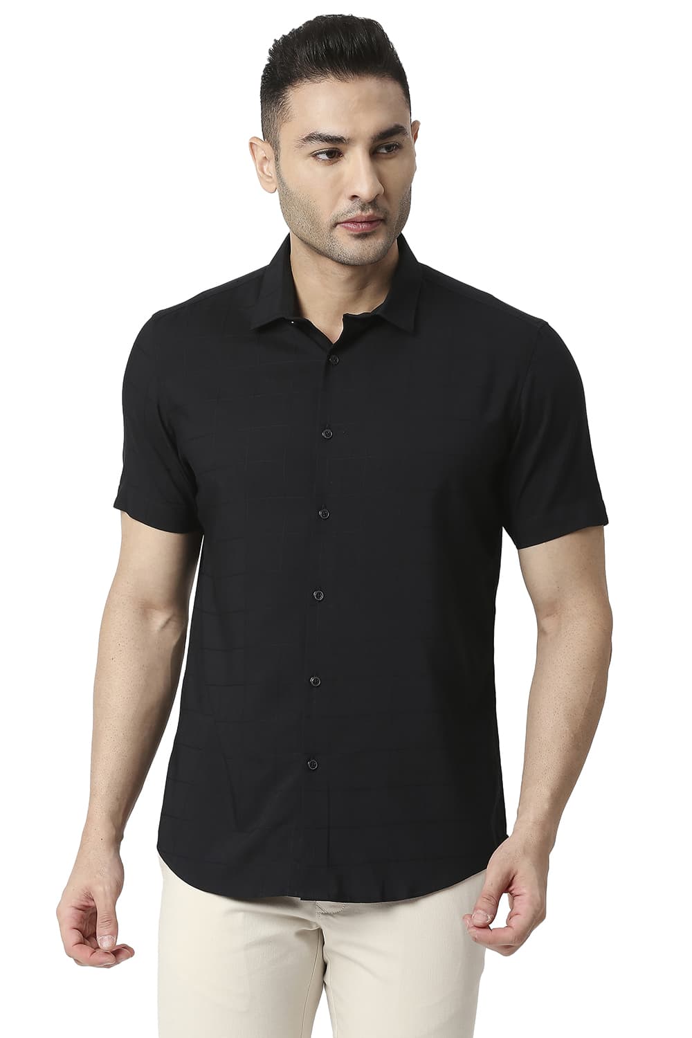 BASICS SLIM FIT TENCEL POLY STRETCH SHIRT