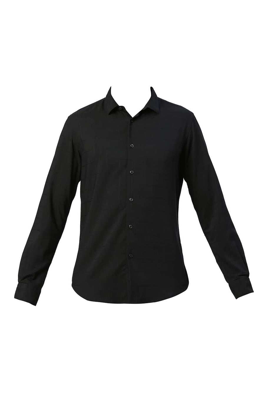 BASICS SLIM FIT ANTHRACITE BLACK TENCEL POLY STRETCH SHIRT