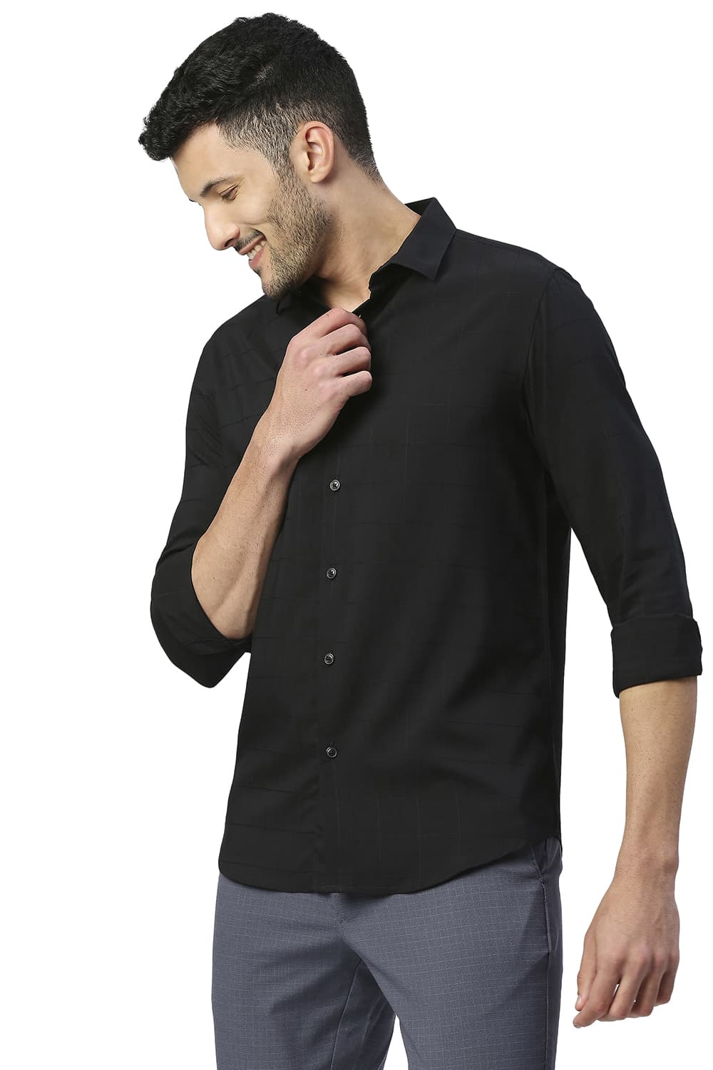 BASICS SLIM FIT TENCEL POLY STRETCH SHIRT