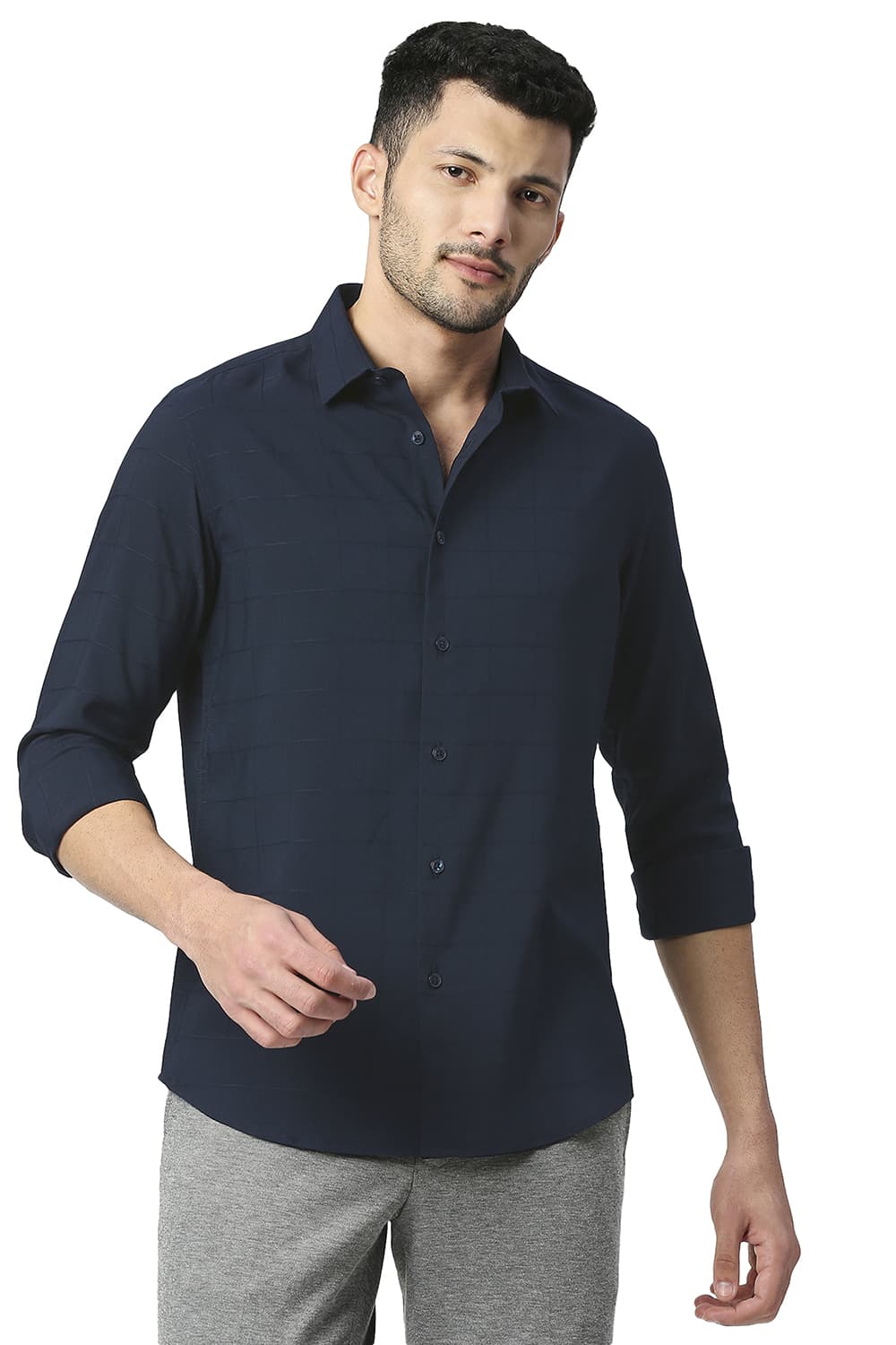 BASICS SLIM FIT TENCEL POLY STRETCH SHIRT