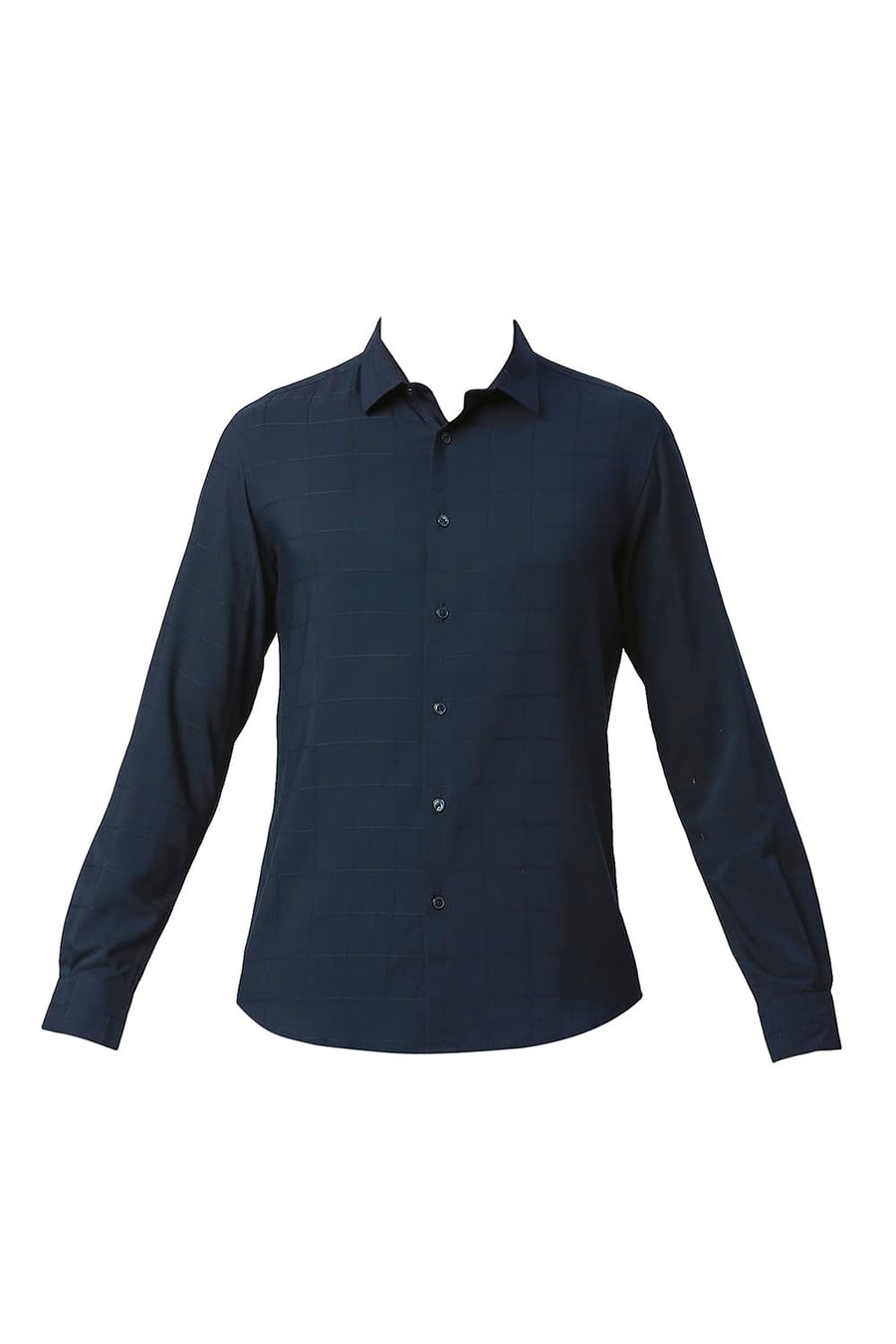 BASICS SLIM FIT NIGHT NAVY TENCEL POLY STRETCH SHIRT