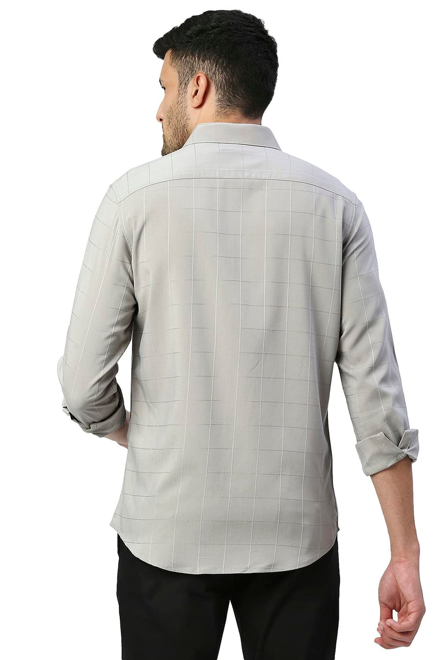 BASICS SLIM FIT WET GREY TENCEL POLY STRETCH SHIRT