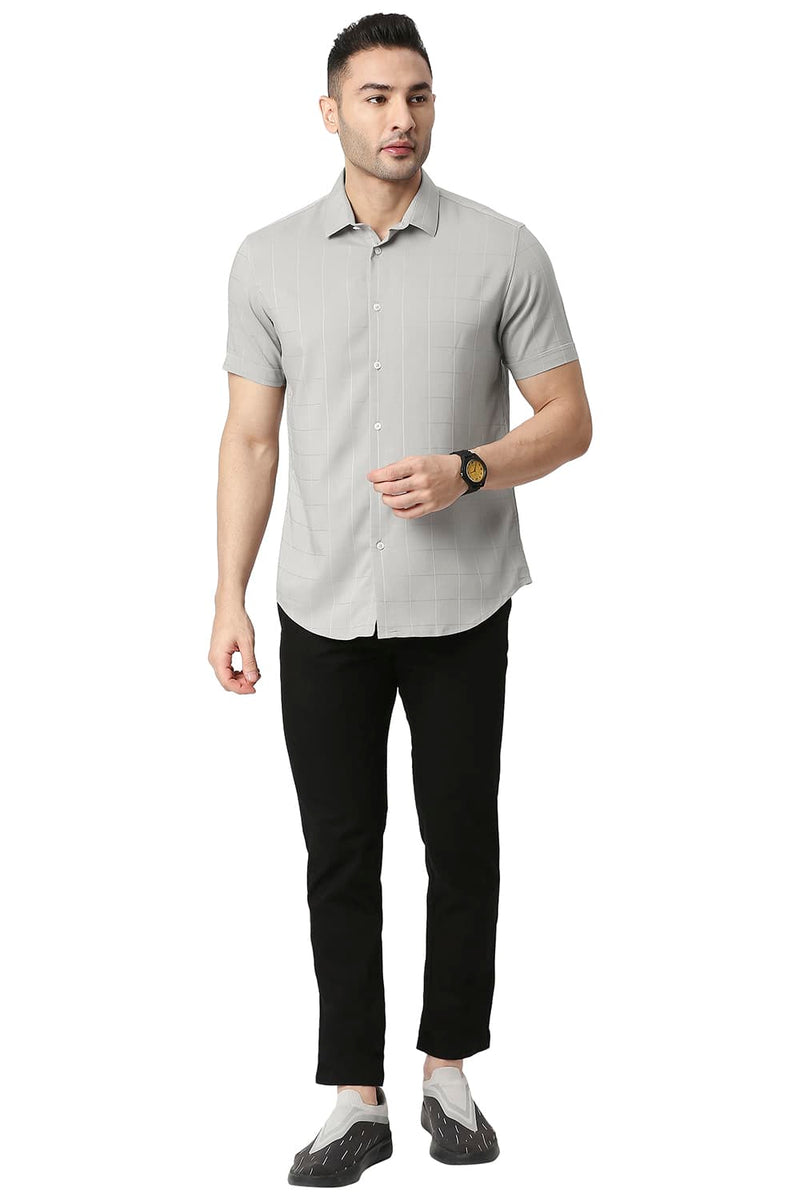 BASICS SLIM FIT TENCEL POLY STRETCH HALFSLEEVES SHIRT