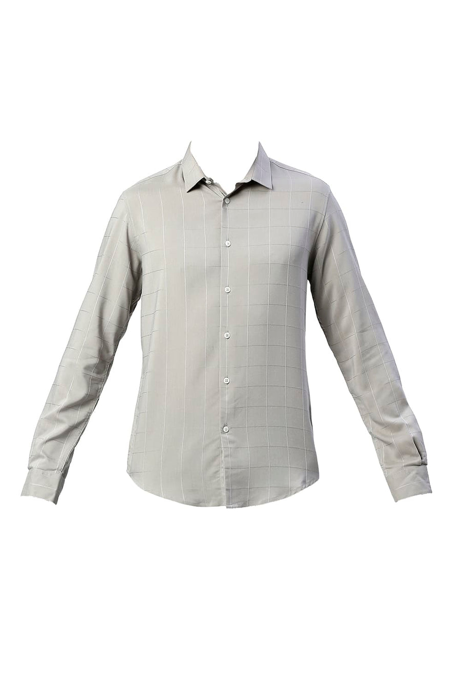 BASICS SLIM FIT WET GREY TENCEL POLY STRETCH SHIRT