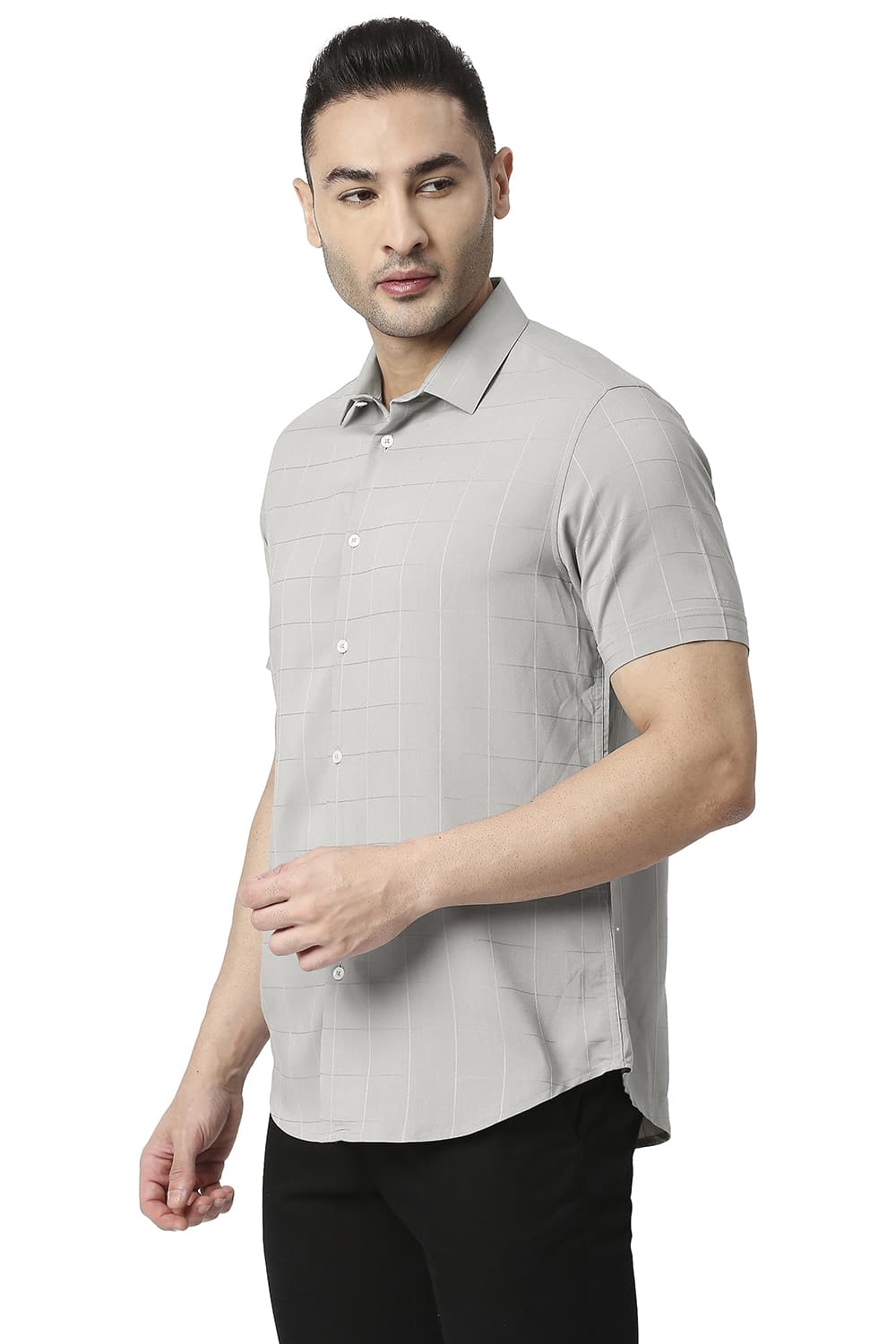 BASICS SLIM FIT TENCEL POLY STRETCH HALFSLEEVES SHIRT