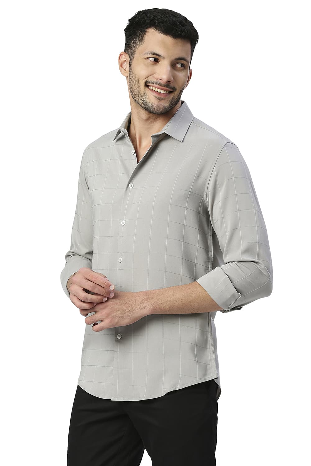 BASICS SLIM FIT TENCEL POLY STRETCH SHIRT