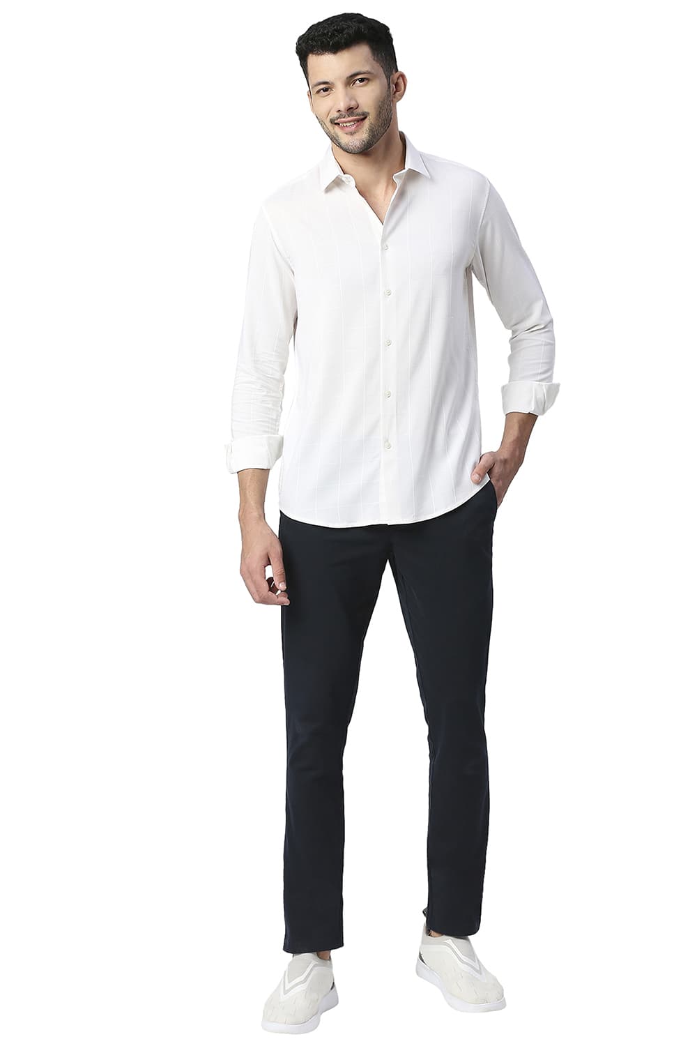 BASICS SLIM FIT TENCEL POLY STRETCH SHIRT