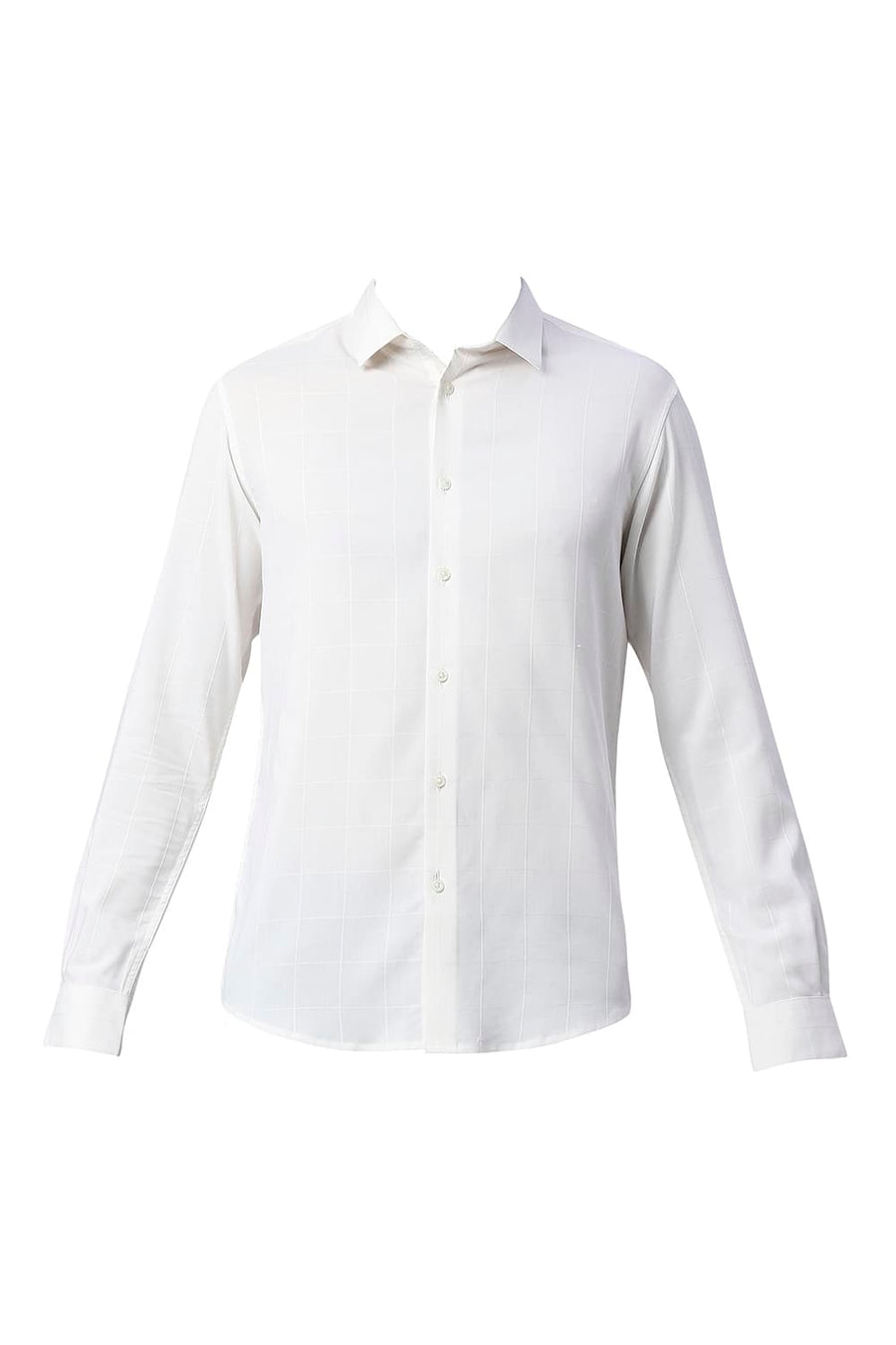 BASICS SLIM FIT EGRET WHITE TENCEL POLY STRETCH SHIRT