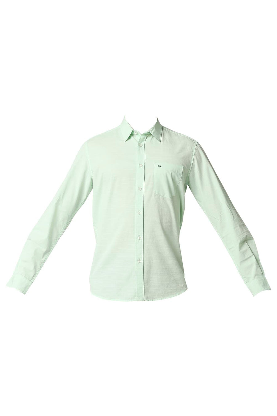 BASICS SLIM FIT PASTEL GREEN COTTON SLUB SHIRT