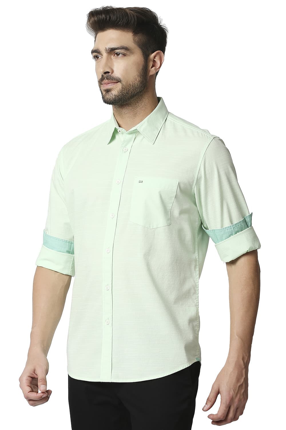 BASICS SLIM FIT COTTON SLUB SHIRT