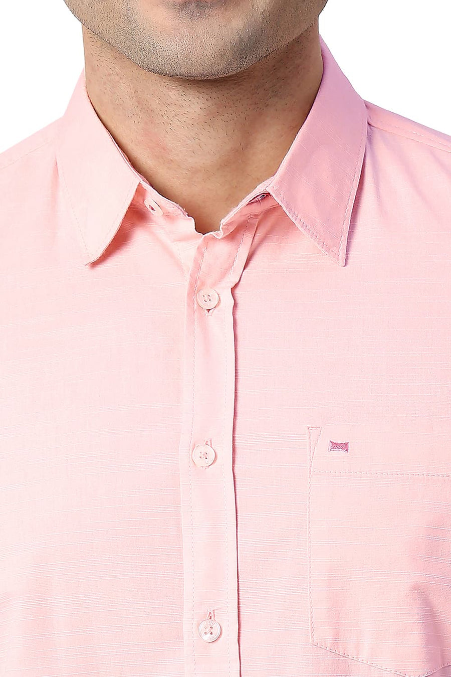 BASICS SLIM FIT QUARTZ PINK COTTON SLUB SHIRT