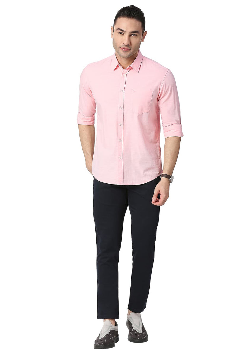 BASICS SLIM FIT COTTON SLUB SHIRT