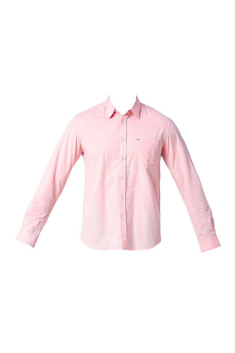 BASICS SLIM FIT QUARTZ PINK COTTON SLUB SHIRT