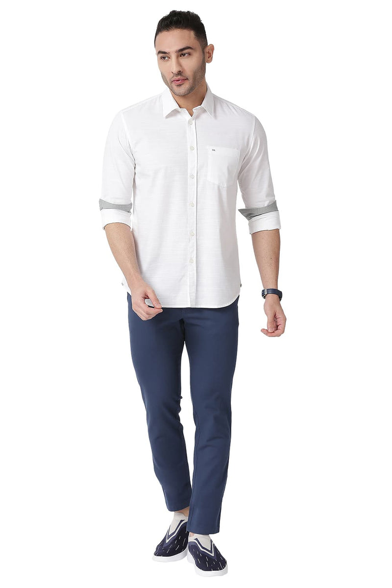 BASICS SLIM FIT COTTON SLUB SHIRT