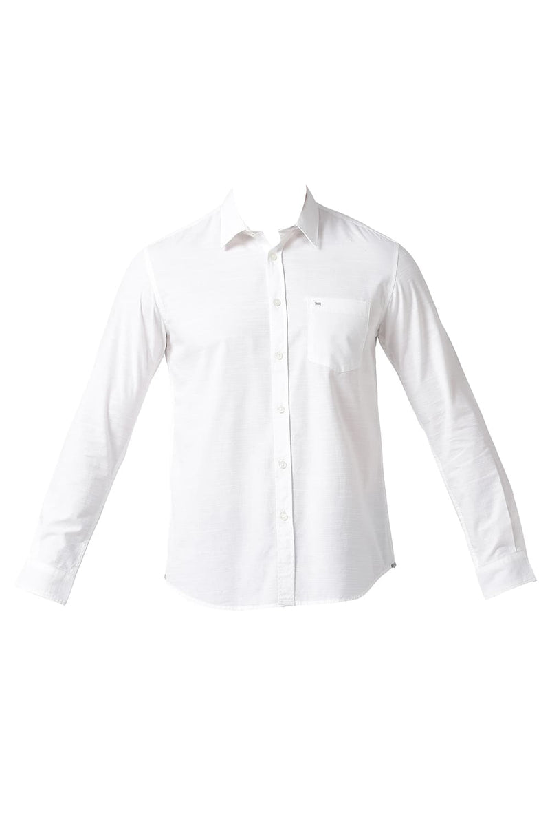 BASICS SLIM FIT COTTON SLUB SHIRT