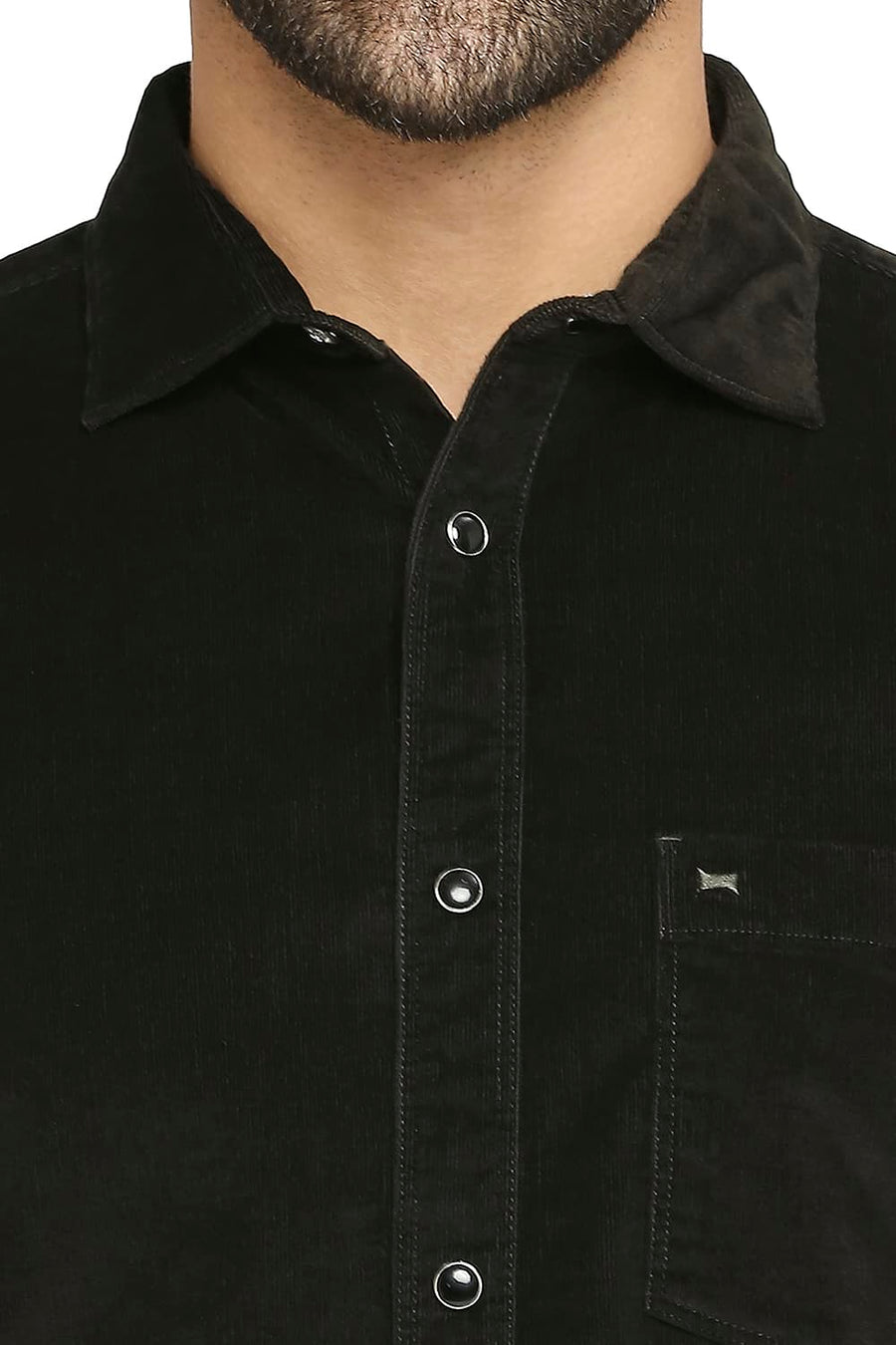 BASICS SLIM FIT DUFFEL GREEN COTTON CORDUORY STRETCH SHIRT