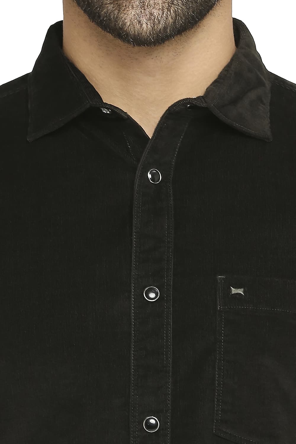 BASICS SLIM FIT COTTON CORDUORY STRETCH SHIRT