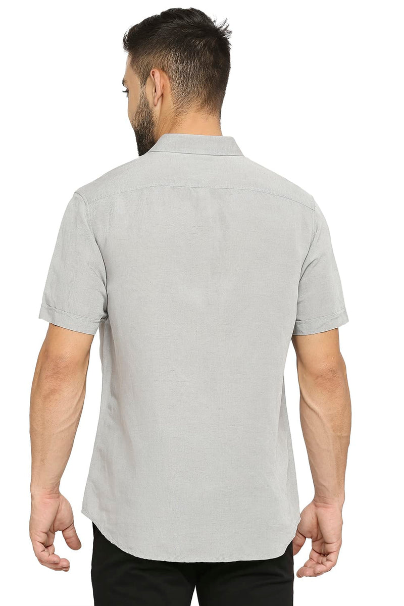 BASICS SLIM FIT LINEN VISCOSE HALFSLEEVES SHIRT