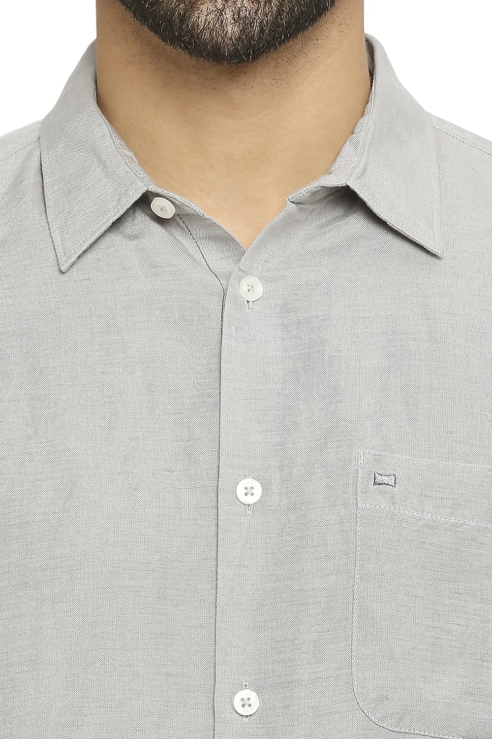 BASICS SLIM FIT LINEN VISCOSE SHIRT