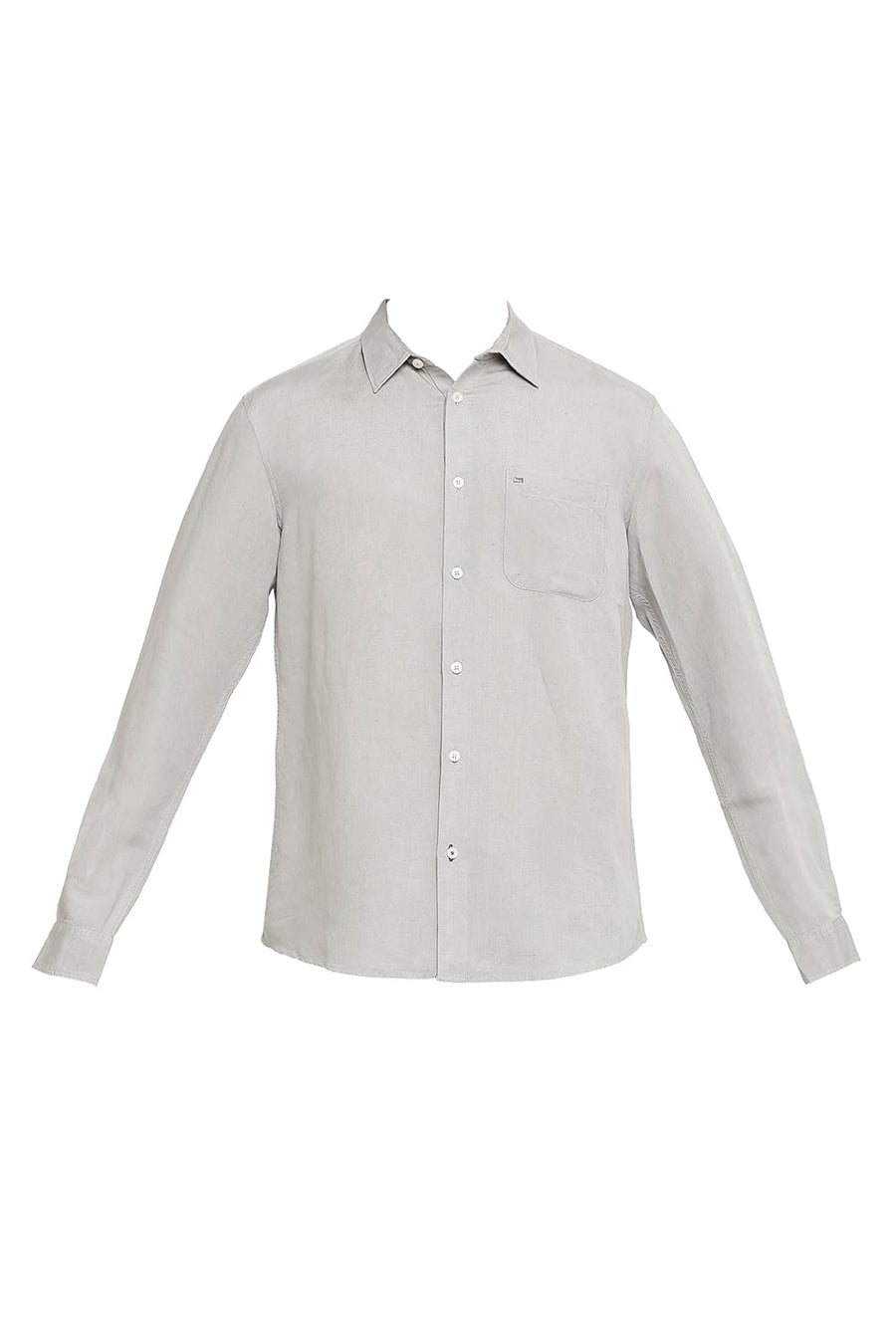 BASICS SLIM FIT STEEL GREY LINEN VISCOSE SHIRT