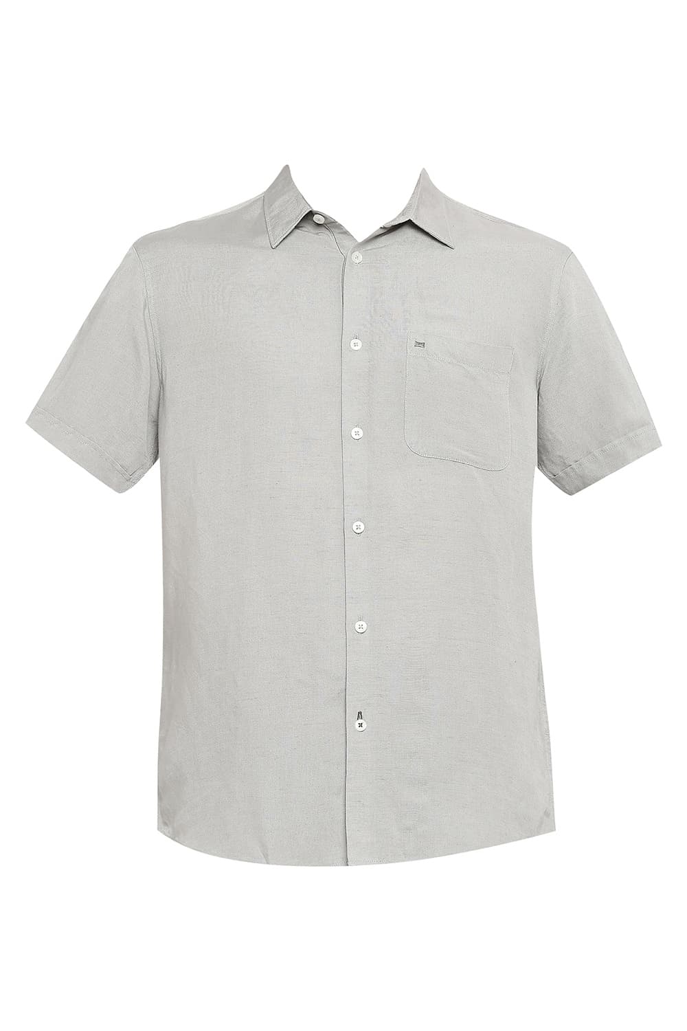 BASICS SLIM FIT LINEN VISCOSE HALFSLEEVES SHIRT