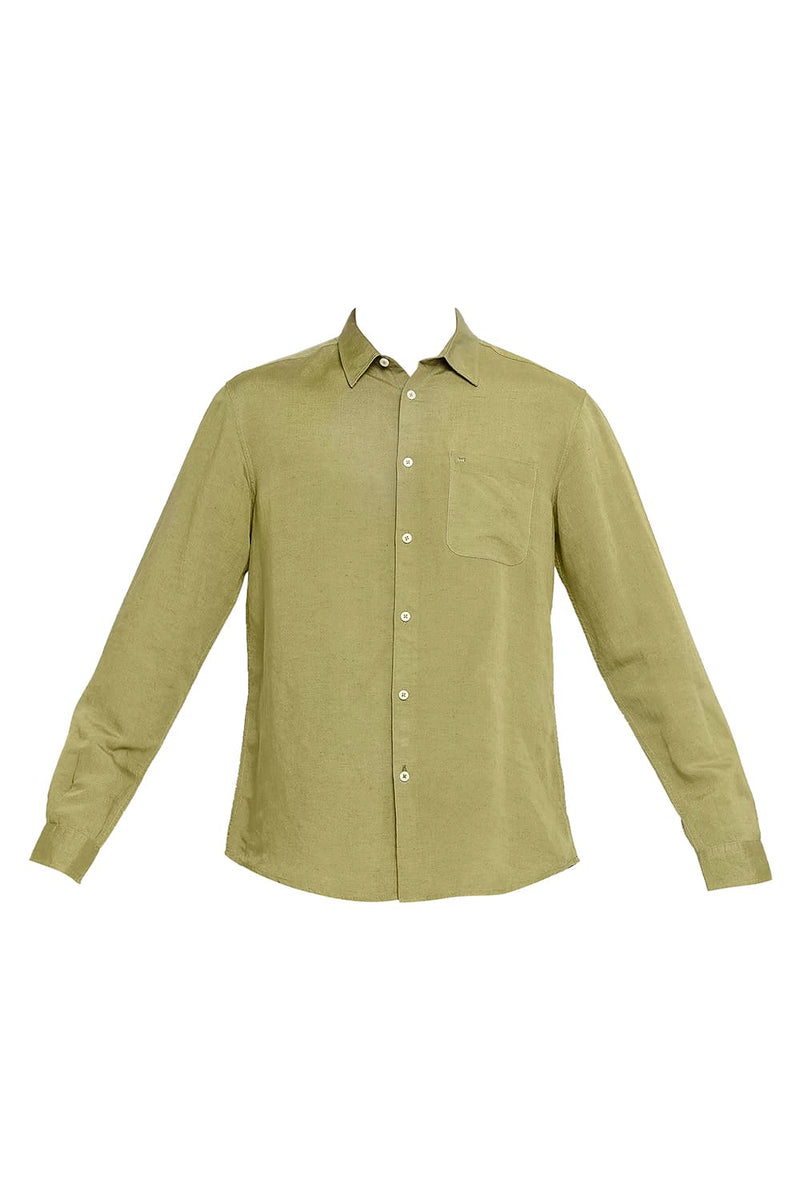 BASICS SLIM FIT LINEN VISCOSE SHIRT