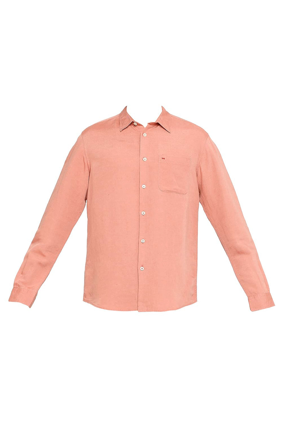 BASICS SLIM FIT ROSETTE PEACH LINEN VISCOSE SHIRT