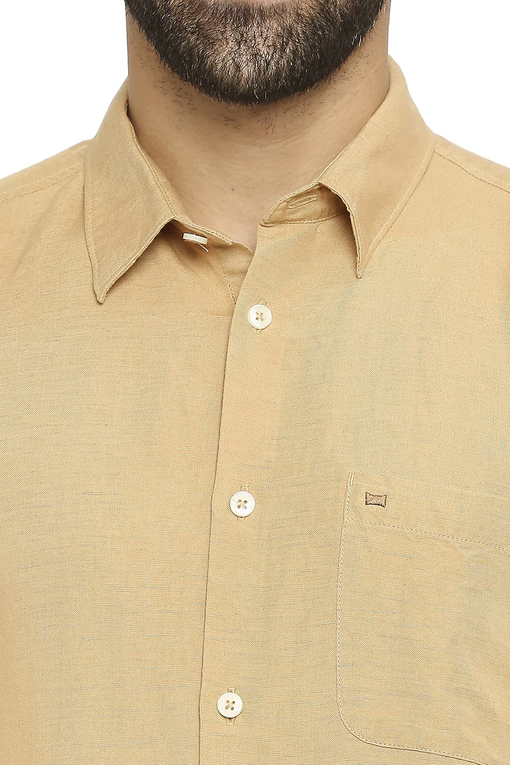 BASICS SLIM FIT LINEN VISCOSE HALFSLEEVES SHIRT