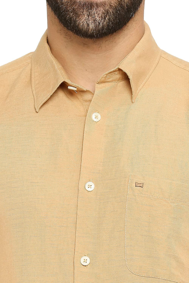 BASICS SLIM FIT LINEN VISCOSE HALFSLEEVES SHIRT